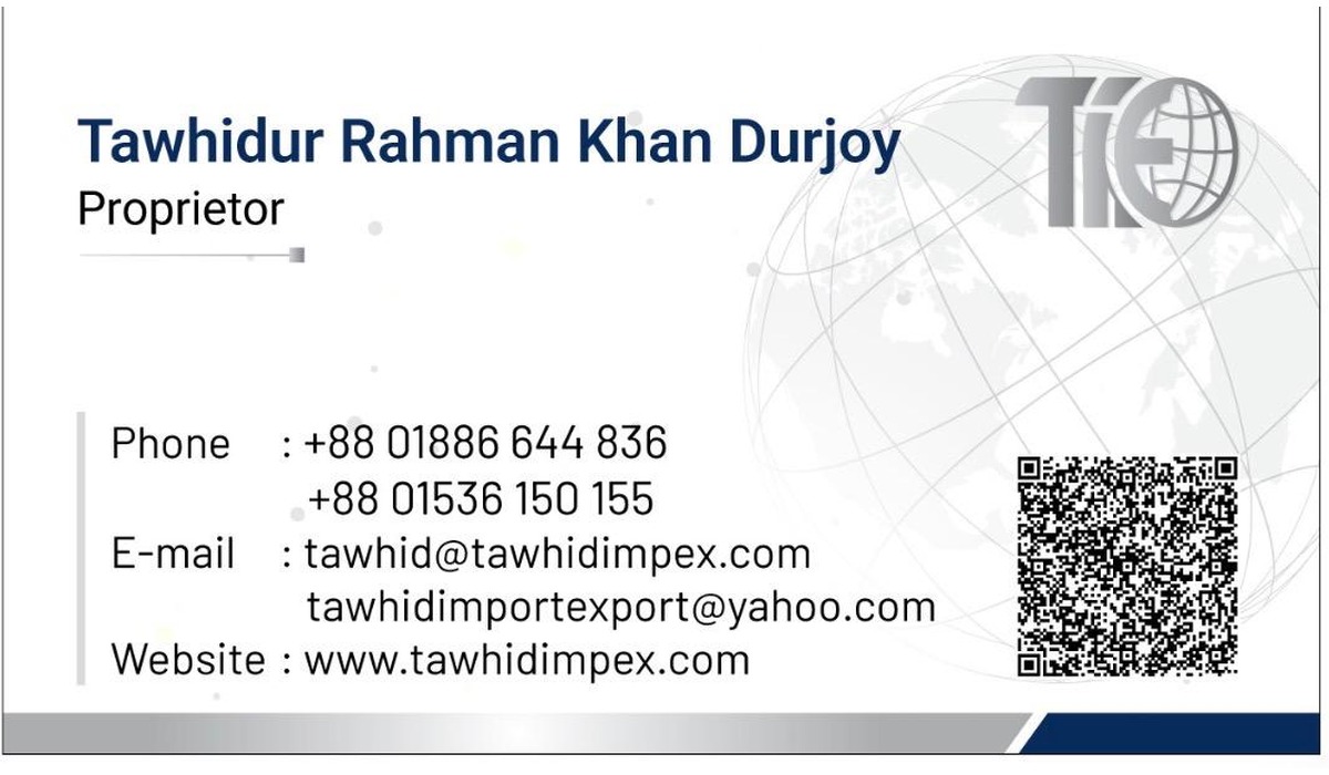 Tawhidur Rahman Khan Durjoy business card back